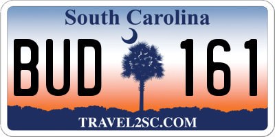 SC license plate BUD161