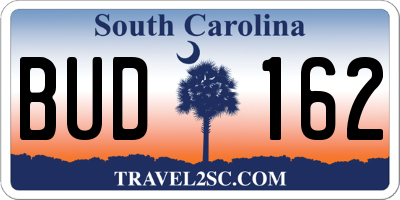 SC license plate BUD162