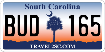 SC license plate BUD165