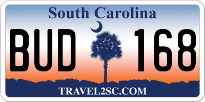 SC license plate BUD168
