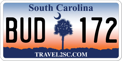 SC license plate BUD172