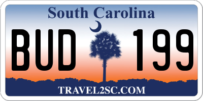 SC license plate BUD199