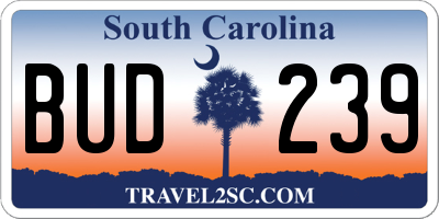 SC license plate BUD239