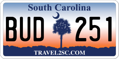 SC license plate BUD251