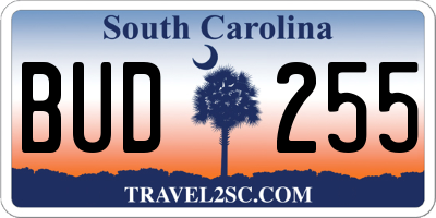 SC license plate BUD255