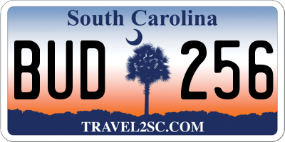SC license plate BUD256