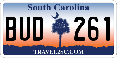 SC license plate BUD261