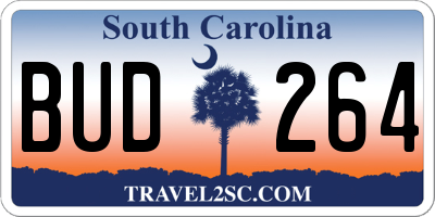 SC license plate BUD264