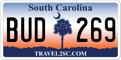 SC license plate BUD269