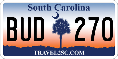 SC license plate BUD270