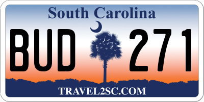 SC license plate BUD271
