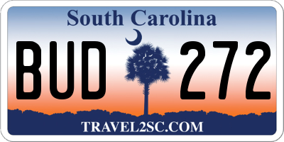 SC license plate BUD272