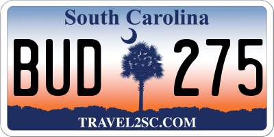 SC license plate BUD275