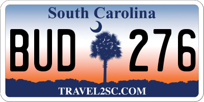 SC license plate BUD276