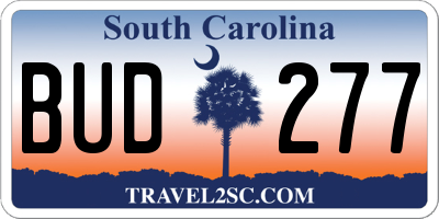 SC license plate BUD277
