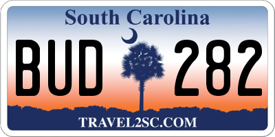 SC license plate BUD282