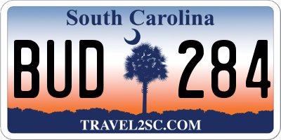 SC license plate BUD284