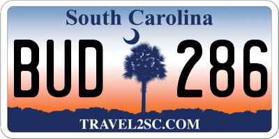 SC license plate BUD286