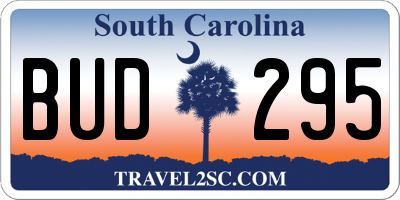 SC license plate BUD295