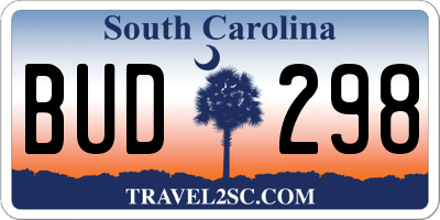 SC license plate BUD298