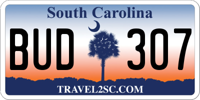 SC license plate BUD307