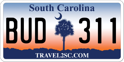 SC license plate BUD311