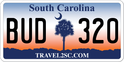 SC license plate BUD320
