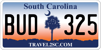 SC license plate BUD325