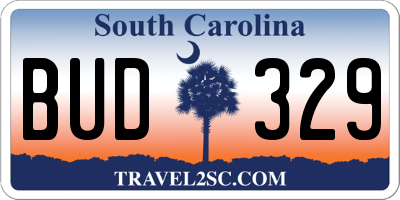 SC license plate BUD329