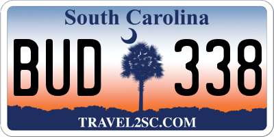 SC license plate BUD338