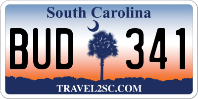 SC license plate BUD341
