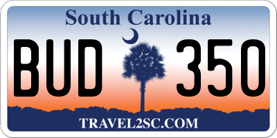 SC license plate BUD350