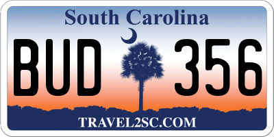 SC license plate BUD356