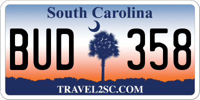 SC license plate BUD358