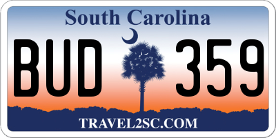 SC license plate BUD359