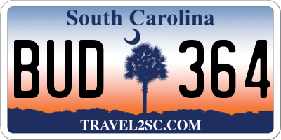 SC license plate BUD364