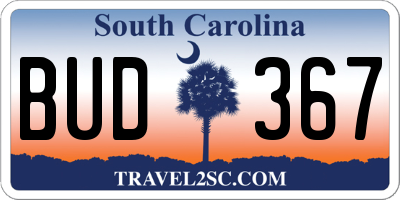 SC license plate BUD367