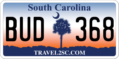 SC license plate BUD368