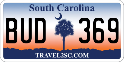 SC license plate BUD369