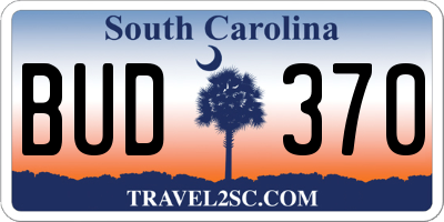 SC license plate BUD370