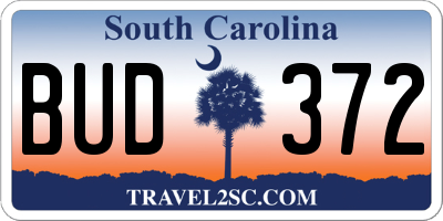 SC license plate BUD372
