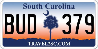 SC license plate BUD379