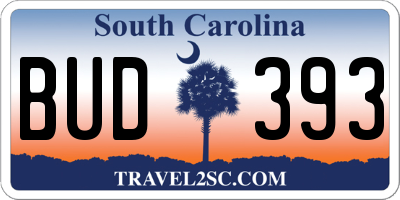 SC license plate BUD393