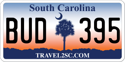 SC license plate BUD395