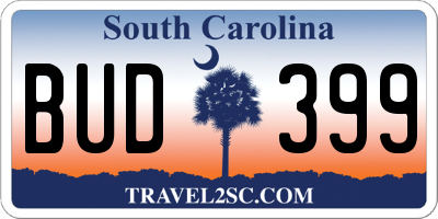 SC license plate BUD399