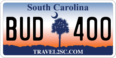 SC license plate BUD400