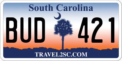 SC license plate BUD421