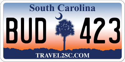 SC license plate BUD423