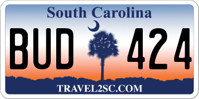 SC license plate BUD424