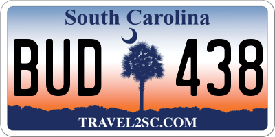 SC license plate BUD438
